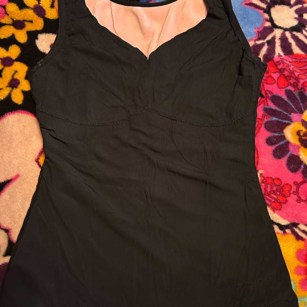 Black Sleeveless Top with Pink Accent